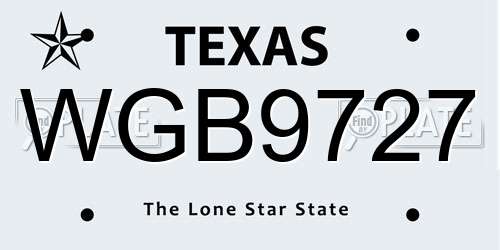 WGB9727 Texas License Plate