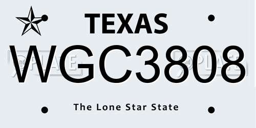 WGC3808 Texas License Plate