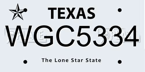WGC5334 Texas License Plate