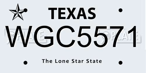WGC5571 Texas License Plate