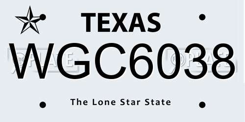 WGC6038 Texas License Plate