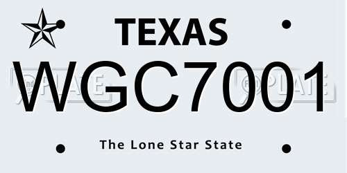 WGC7001 Texas License Plate