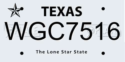 WGC7516 Texas License Plate
