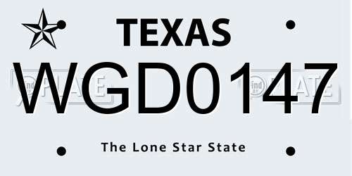 WGD0147 Texas License Plate