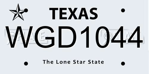 WGD1044 Texas License Plate