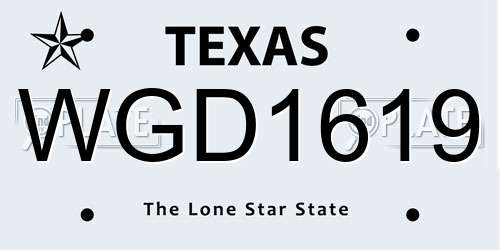 WGD1619 Texas License Plate