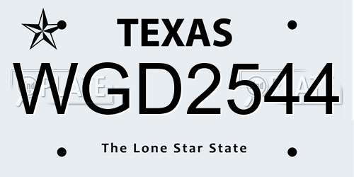 WGD2544 Texas License Plate