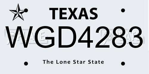 WGD4283 Texas License Plate