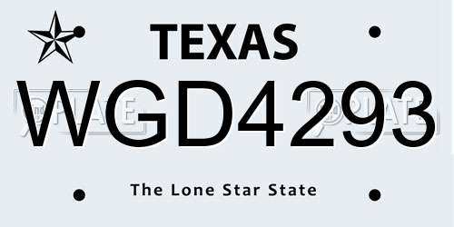 WGD4293 Texas License Plate