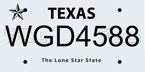 WGD4588 Texas License Plate