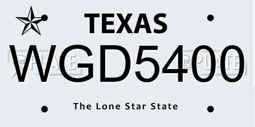 WGD5400 Texas License Plate