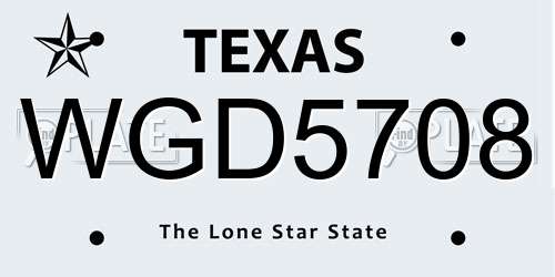 WGD5708 Texas License Plate