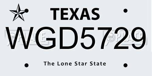 WGD5729 Texas License Plate