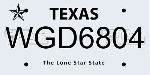 WGD6804 Texas License Plate