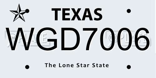 WGD7006 Texas License Plate