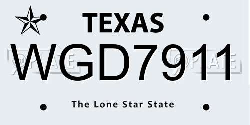 WGD7911 Texas License Plate