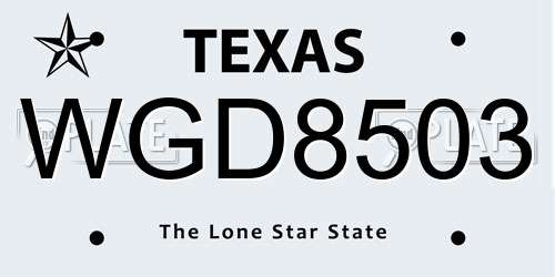 WGD8503 Texas License Plate