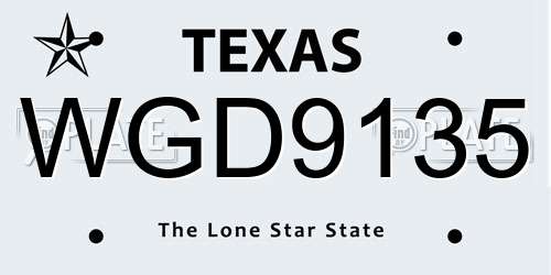 WGD9135 Texas License Plate