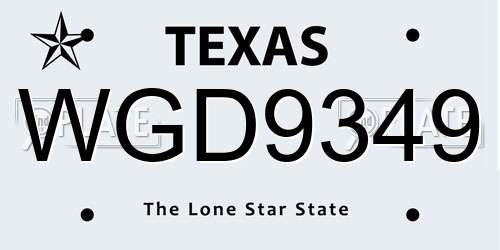 WGD9349 Texas License Plate