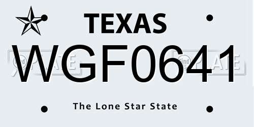 WGF0641 Texas License Plate