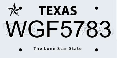 WGF5783 Texas License Plate