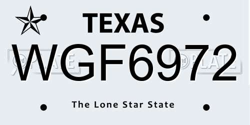 WGF6972 Texas License Plate