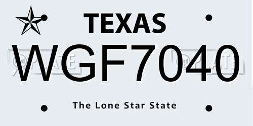 WGF7040 Texas License Plate