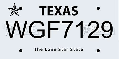 WGF7129 Texas License Plate