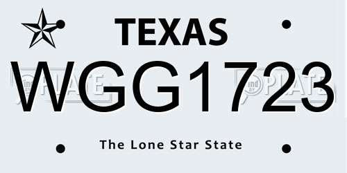 WGG1723 Texas License Plate