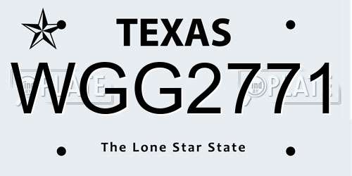 WGG2771 Texas License Plate