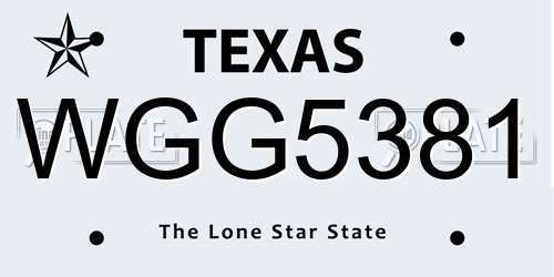 WGG5381 Texas License Plate