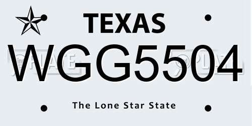 WGG5504 Texas License Plate