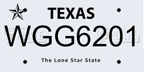 WGG6201 Texas License Plate