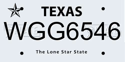 WGG6546 Texas License Plate