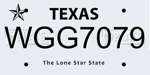 WGG7079 Texas License Plate