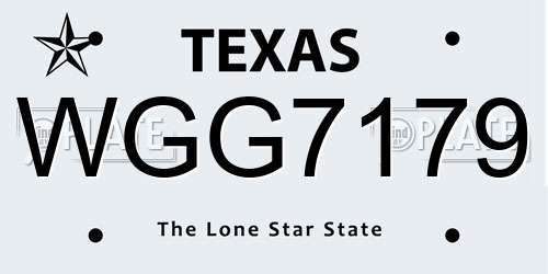 WGG7179 Texas License Plate