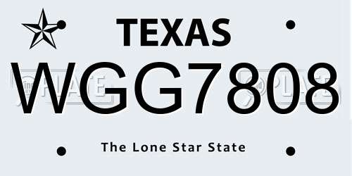 WGG7808 Texas License Plate
