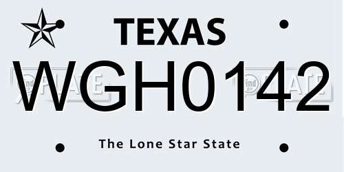 WGH0142 Texas License Plate