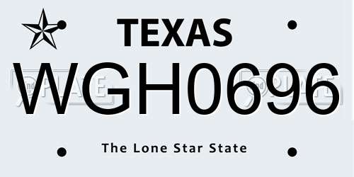 WGH0696 Texas License Plate