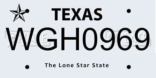 WGH0969 Texas License Plate