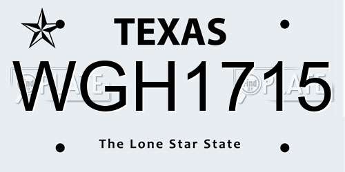 WGH1715 Texas License Plate
