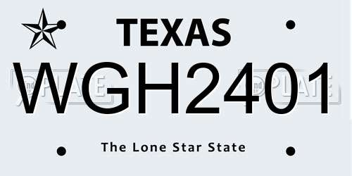 WGH2401 Texas License Plate