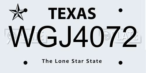 WGJ4072 Texas License Plate
