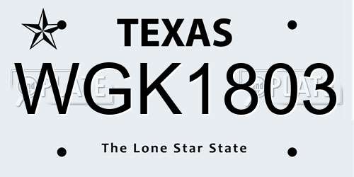 WGK1803 Texas License Plate