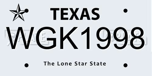 WGK1998 Texas License Plate