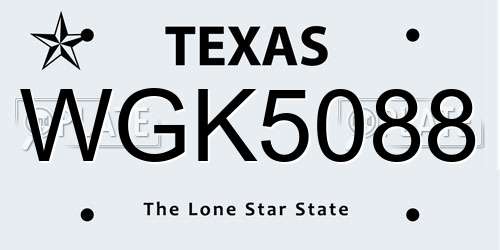WGK5088 Texas License Plate