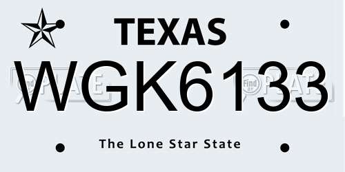 WGK6133 Texas License Plate