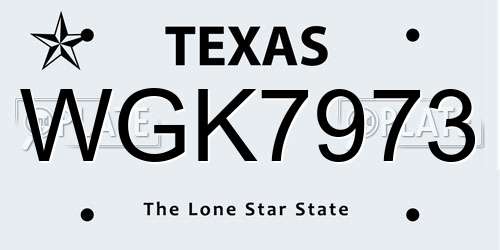 WGK7973 Texas License Plate