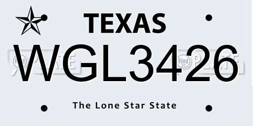 WGL3426 Texas License Plate