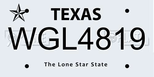 WGL4819 Texas License Plate